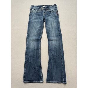 Silver Jeans Women's 25 Blue Mid Wash Tuesday Bootcut Low Rise Denim Whiskered